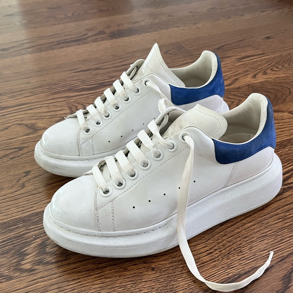 Alexander McQueen Suede-trimmed leather exaggerated-sole sneakers